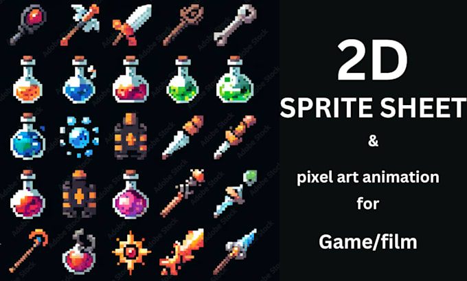 Gig Preview - Draw 2d pixel art character,sprite sheet,pixel asset, pixel art animation