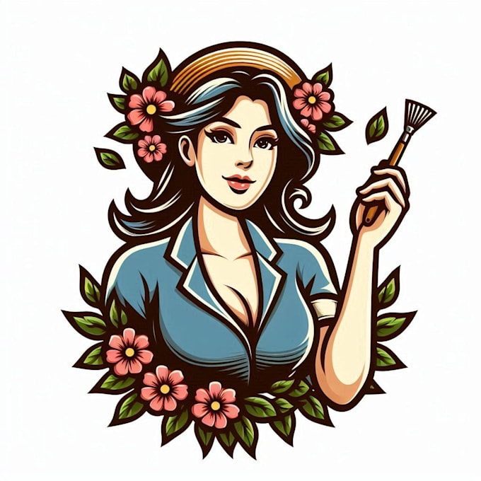 Gig Preview - Do make a vintage spring female mascot logo for your company page