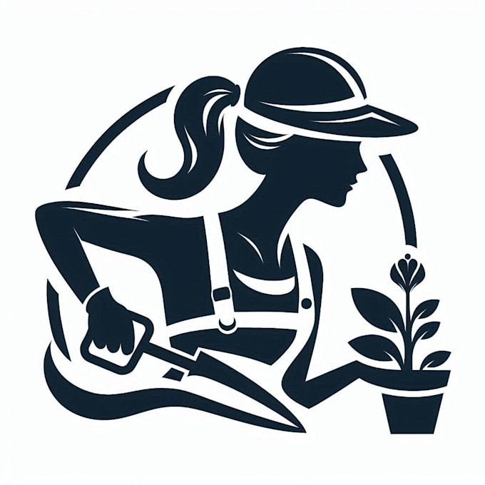 Gig Preview - Do unique silhouette of a woman gardening mascot logo design service