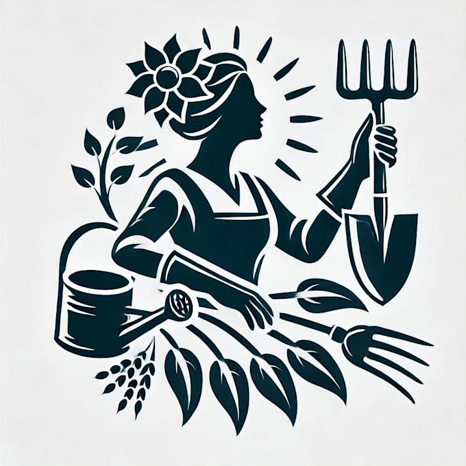 Gig Preview - Do unique silhouette of a woman gardening mascot logo design service