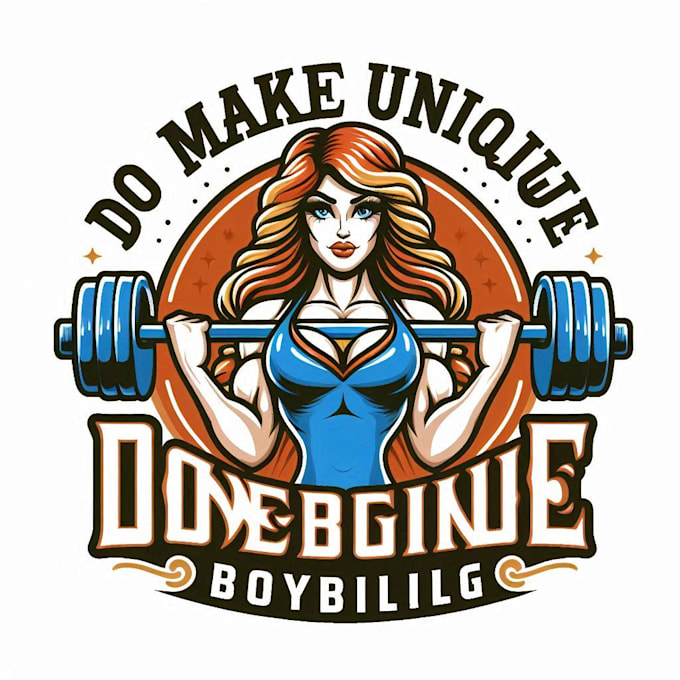 Bestseller - do make unique girls vintage bodybuilding mascot logo design service