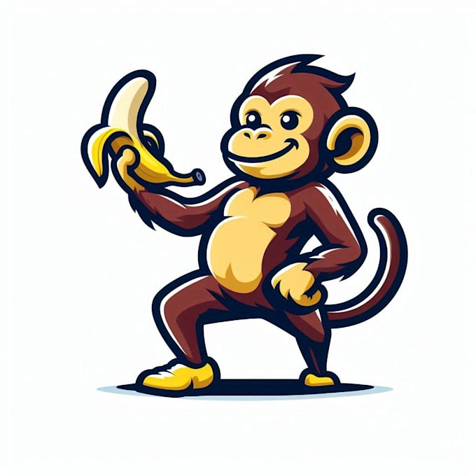 Gig Preview - Do make modern monkey body banana character mascot logo design service