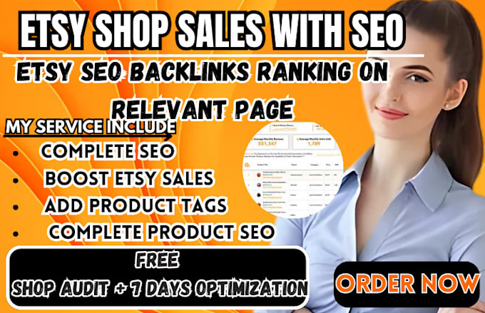 Gig Preview - Do etsy product seo etsy shop backlinks digital product to boost keyword rank