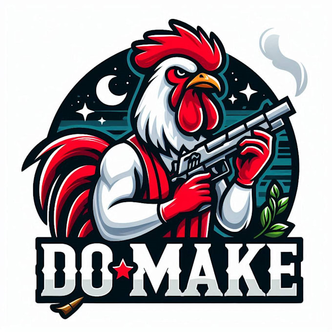 Gig Preview - Do make style for rooster with gun mascot logo design service