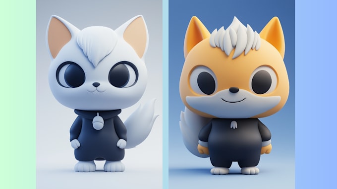 Gig Preview - Design 3d cute character, animal, mascot, cartoon character for 3d print or game