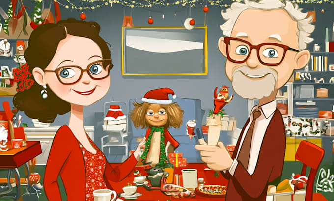 Gig Preview - Draw amazing christmas cartoon portraits and caricatures