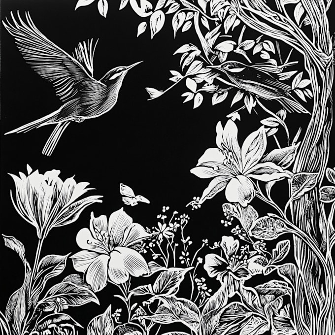 Bestseller - do animal or botanical linocut based illustration