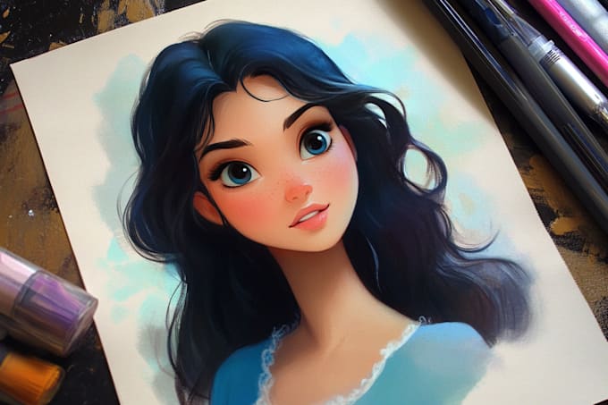 Gig Preview - Draw you a beautiful portrait in disney cartoon style