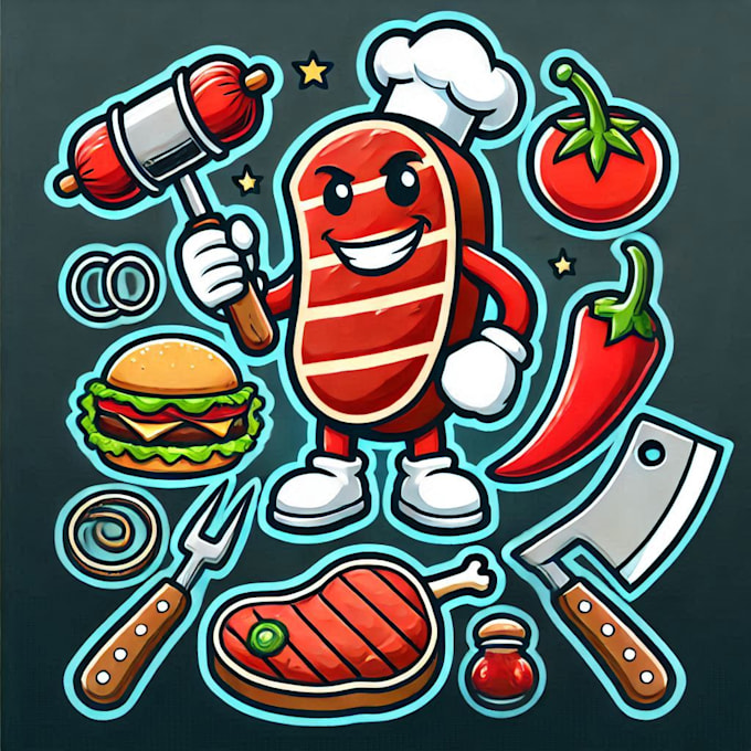 Gig Preview - Make barbecue mascot logo design with your company