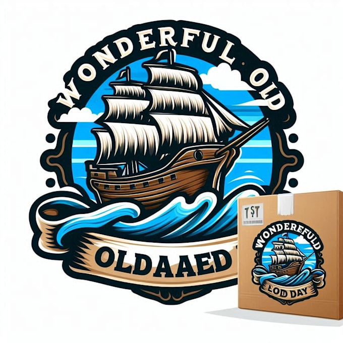 Gig Preview - Do wonderful old ship with waves mascot logo design with 1 day delivery