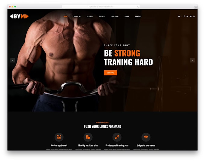 Gig Preview - Build fitness website gym website for personal trainer yoga website