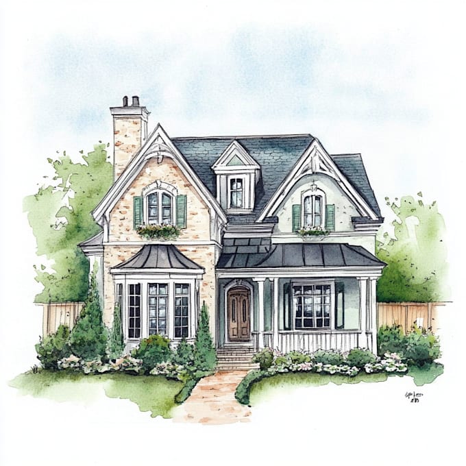 Gig Preview - Draw your house or building into stunning with watercolor