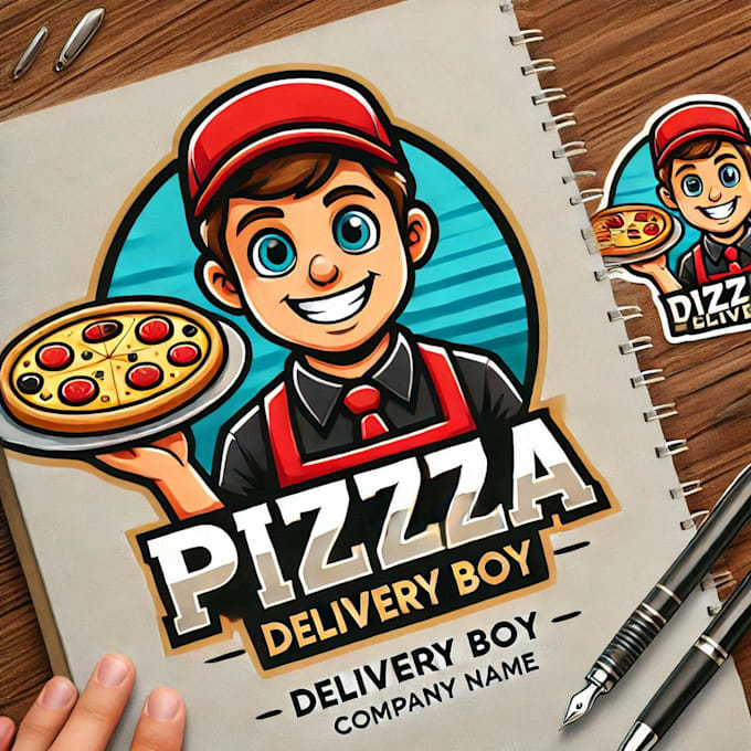 Gig Preview - Do make pizza delivery boy mascot logo design with 1 day delivery