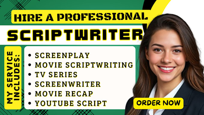 Gig Preview - Write movie script screenplay script writing film script movie script tv series