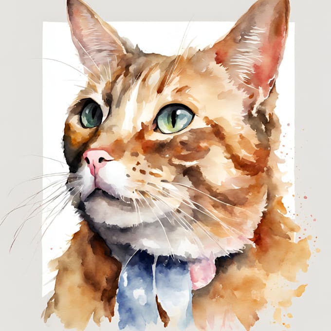 Gig Preview - Draw a watercolor portrait of your cat dog animal pet