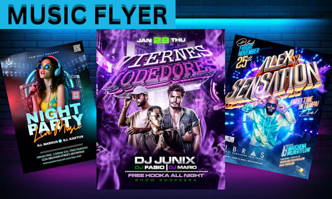 Bestseller - design hip hop, nightclub, music, bar, dj ,club concert, event  flyer