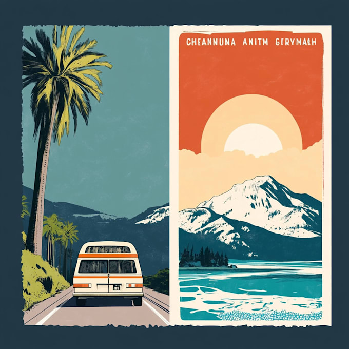 Gig Preview - Create retro vintage minimalist travel poster illustration