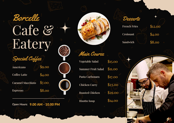 Gig Preview - Do restaurant menu design, digital menu or food flyer