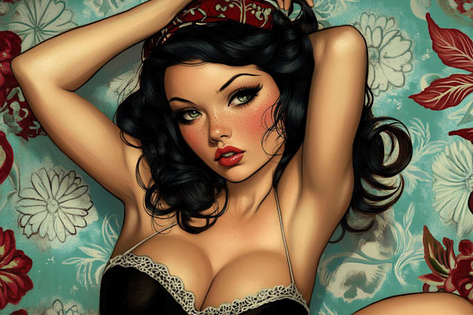 Gig Preview - Create custom pin up girl portrait illustration