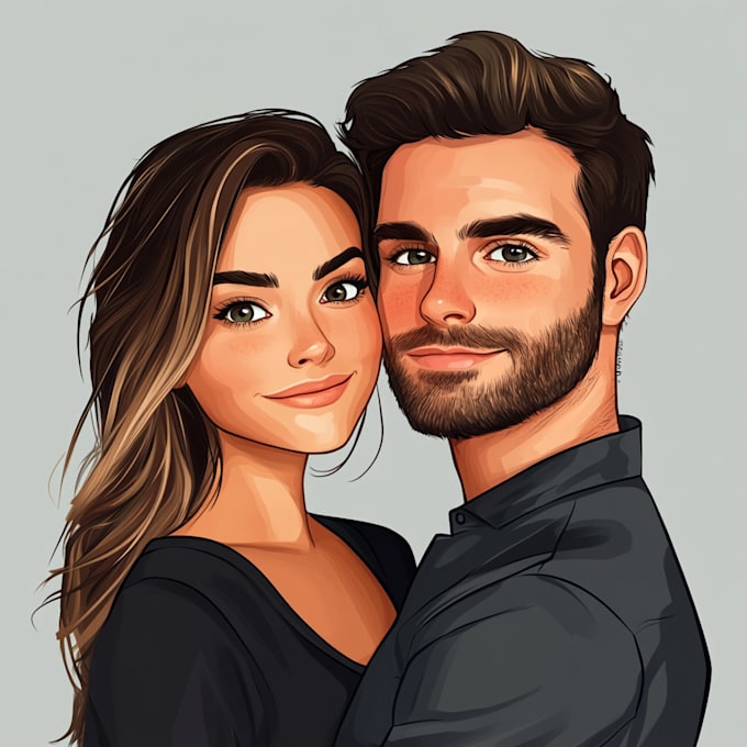 Gig Preview - Draw couple portrait illustration from your photo