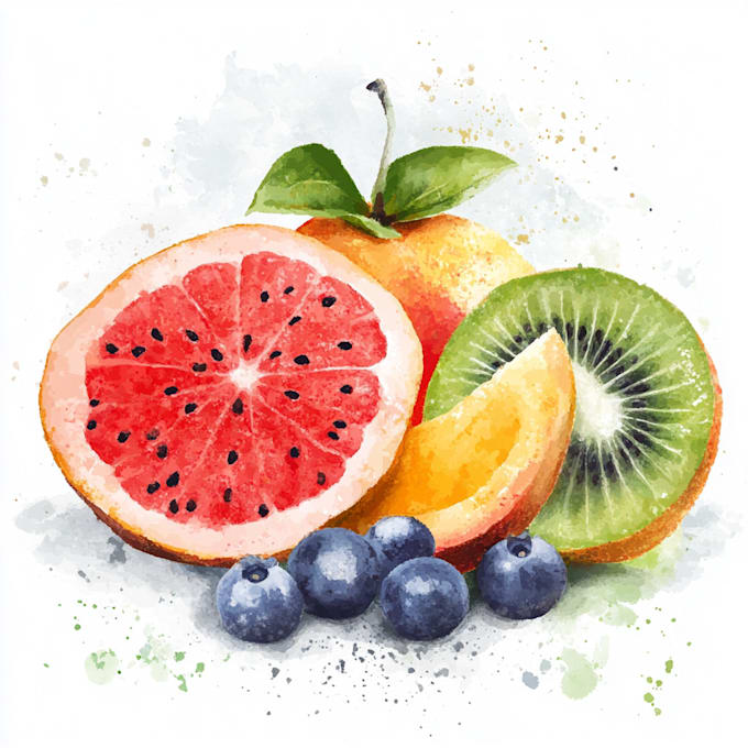 Gig Preview - Create fruit, plant, or anything in digital watercolor