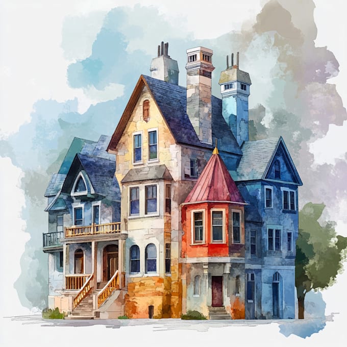 Gig Preview - Create digital watercolor house and building illustrations