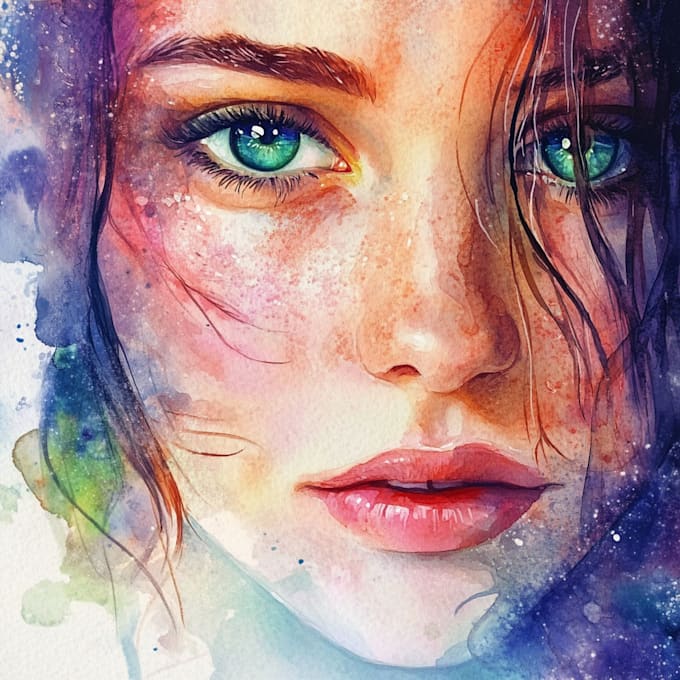 Bestseller - paint expressive watercolor digital portrait for you