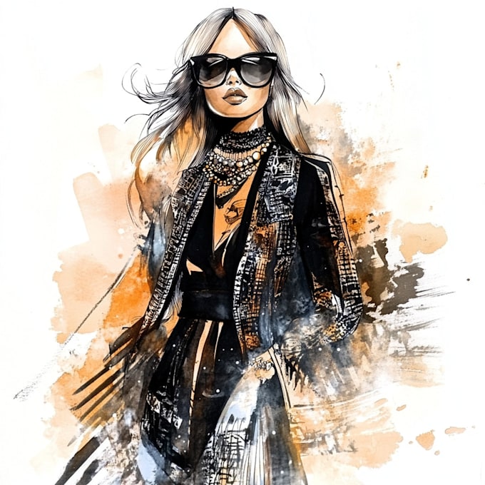 Gig Preview - Create digital custom fashion illustration and portrait