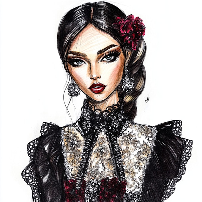 Gig Preview - Draw a fashion or editorial illustration, sketch, commercial