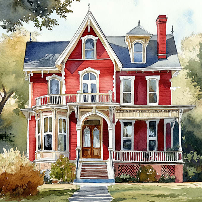 Gig Preview - Paint your house in watercolor painting style