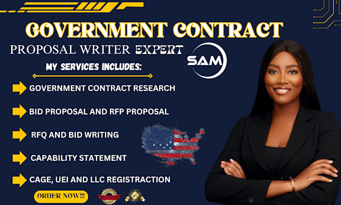 Gig Preview - Do winning government contract research bid proposal rfp rfq grant writing