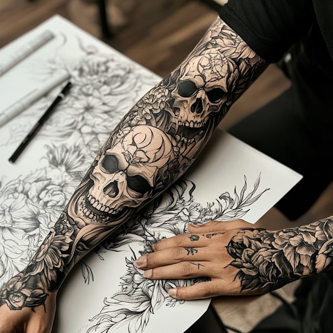 Gig Preview - Create a tattoo design of tattoo sleeve