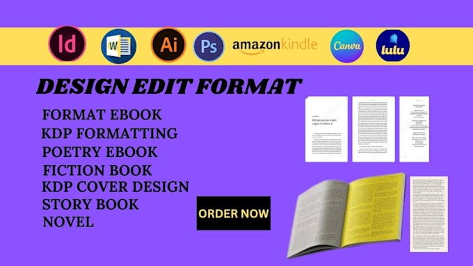 Gig Preview - Design and format ebook, poetry book, novel, book interior pages, KDP cover