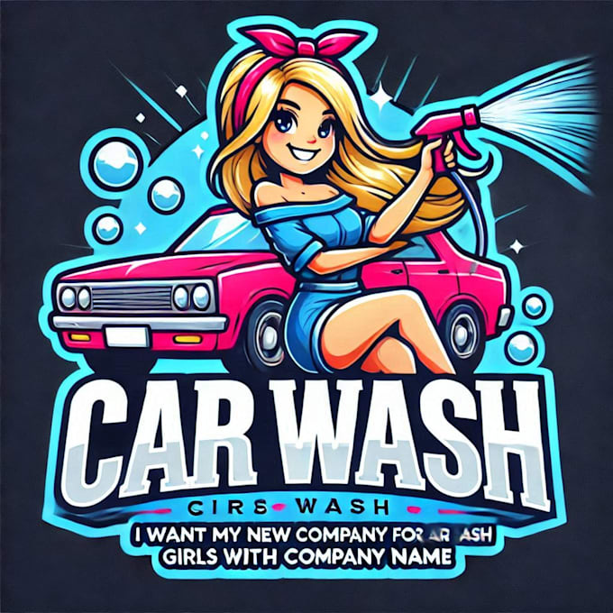 Gig Preview - Do make car wash girls mascot logo design with company