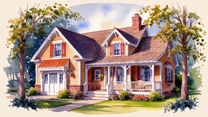 Gig Preview - Create a hand painted watercolor house portrait of your home