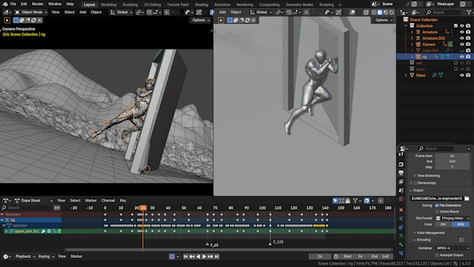 Gig Preview - Make some 3d animation for film or game character movement with blender