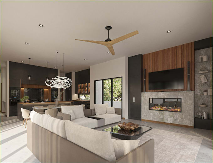 Gig Preview - Remodel villa apartment,luxury interior,livingroom, coffee table, kitchen render