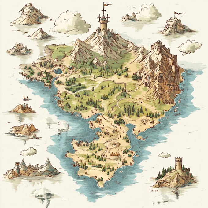 Gig Preview - Make fantasy map illustration