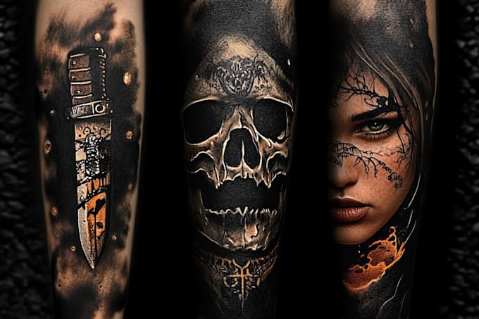 Gig Preview - Create custom realistic tattoo design, tattoo sleeve