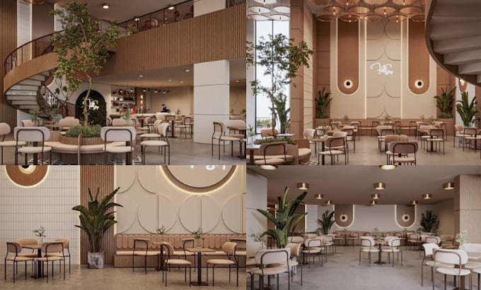 Gig Preview - Do reataurant, café, bar, coffee shop interior design in 3d model and render