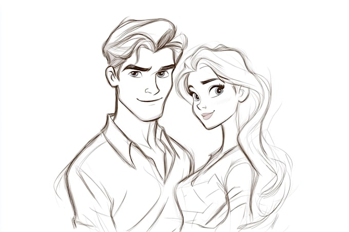 Gig Preview - Draw cartoon disney couple portrait