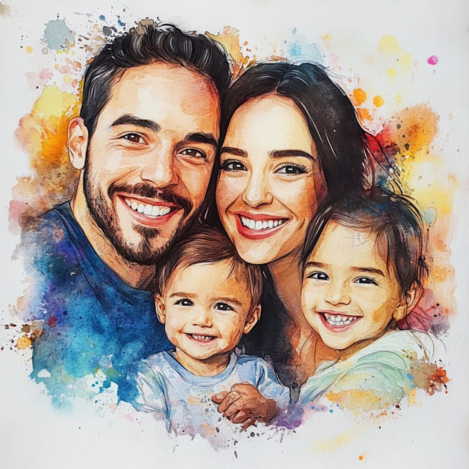 Bestseller - watercolor portrait avatar of single, couple, family