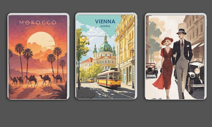 Gig Preview - Design vintage retro travel poster mordern travel poster illustration art deco