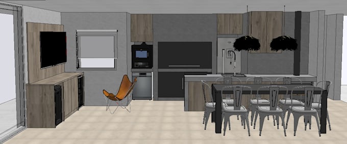 Gig Preview - Detailed 3d modeling of your interior design in sketchup