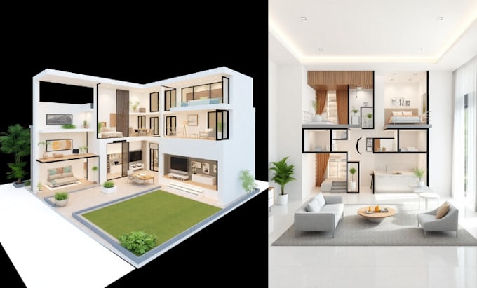 Gig Preview - Create 2d and 3d floor plan and rendering using floorplanner