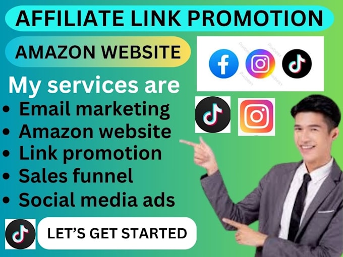 Gig Preview - Do web site affiliate link promotion amazon email marketing