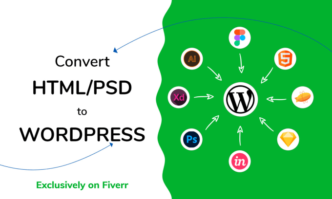 Gig Preview - Our agency will convert HTML, figma, xd, PSD, and sketch, to wordpress