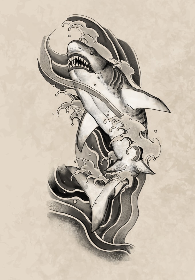 Japanese Shark Tattoo Idea  BlackInk