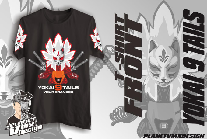 Gig Preview - Create design tshirt and hoodie yokai nine tails japan art