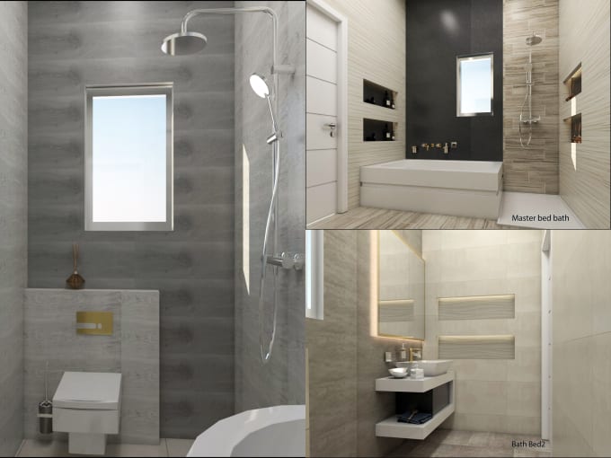 Gig Preview - Do 3d interior renderings for your bathroom,kitchen,etc